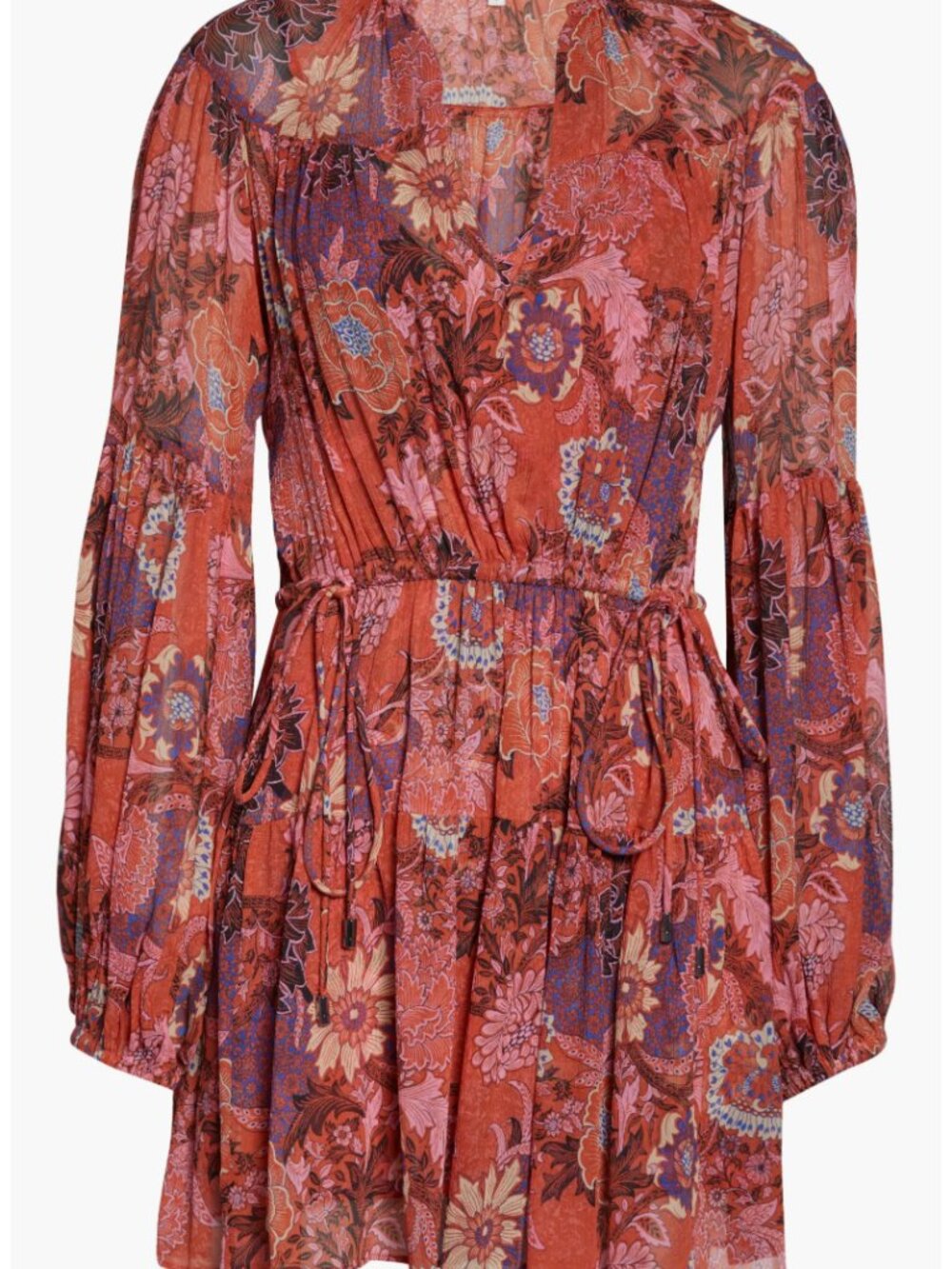 NWT A.L.C Elise Long Sleeve Silk Minidress - Russet/Pink 8